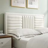 Cobalt Channel Tufted Performance Velvet King Platform Bed in White