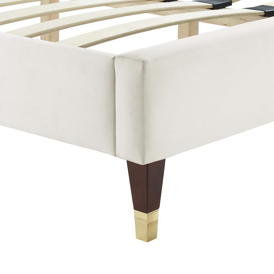 Cobalt Channel Tufted Performance Velvet King Platform Bed in White