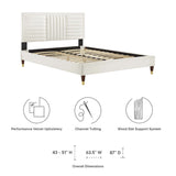 Cobalt Channel Tufted Performance Velvet King Platform Bed in White