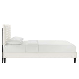 Cobalt Channel Tufted Performance Velvet King Platform Bed in White