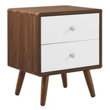 Emery 2-Drawer Nightstand in Walnut White