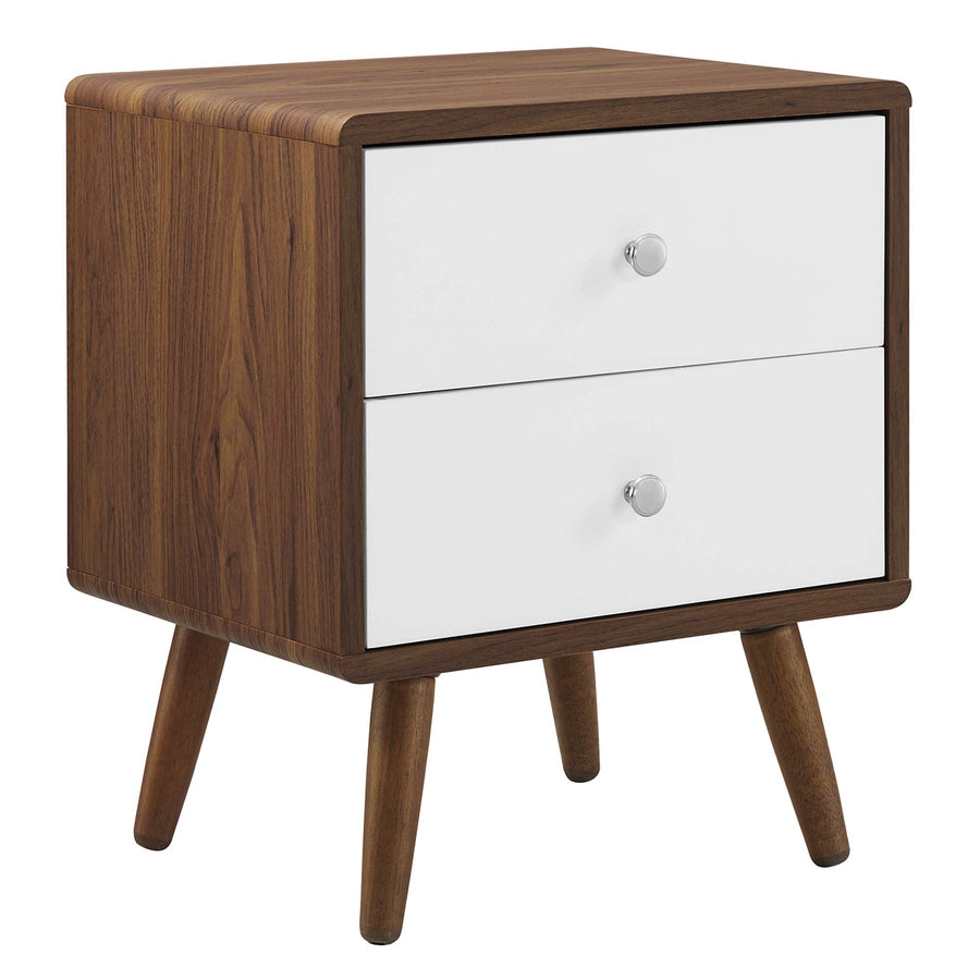 Emery 2-Drawer Nightstand in Walnut White