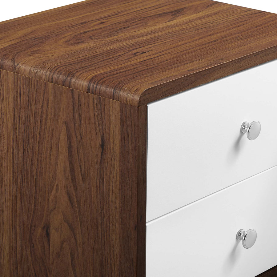 Emery 2-Drawer Nightstand in Walnut White