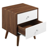 Emery 2-Drawer Nightstand in Walnut White