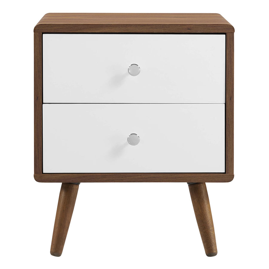Emery 2-Drawer Nightstand in Walnut White