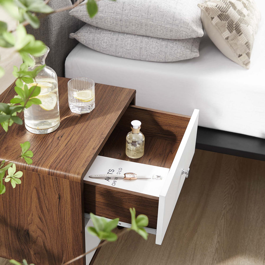 Emery 2-Drawer Nightstand in Walnut White