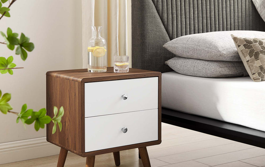 Emery 2-Drawer Nightstand in Walnut White
