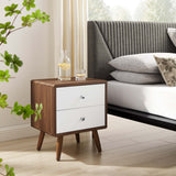 Emery 2-Drawer Nightstand in Walnut White