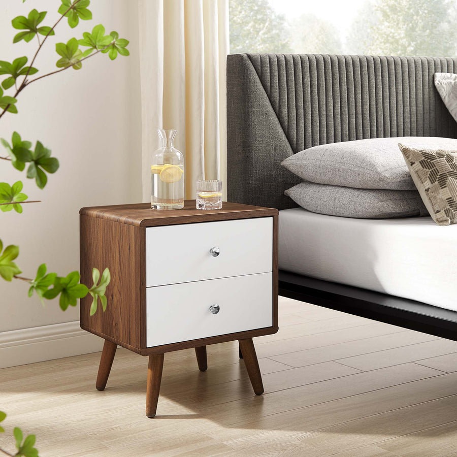 Emery 2-Drawer Nightstand in Walnut White