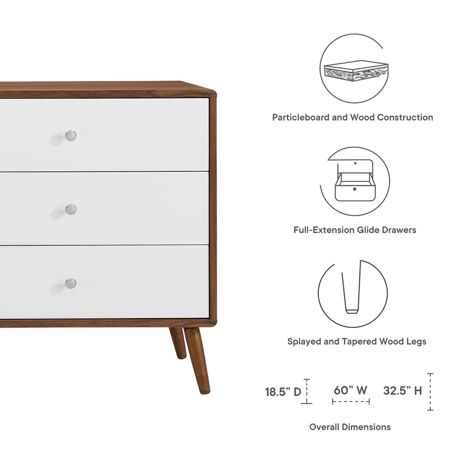 Emery 60" Dresser in Walnut White