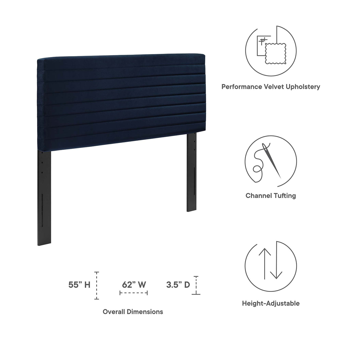 Tranquil Full/Queen Headboard in Midnight Blue