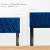 Tartan Performance Velvet Full Platform Bed in Navy