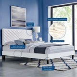 Tartan Performance Velvet Full Platform Bed in White