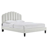 Dome Performance Velvet Full Platform Bed in Light Gray