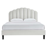 Dome Performance Velvet Full Platform Bed in Light Gray