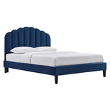 Dome Performance Velvet Full Platform Bed in Navy