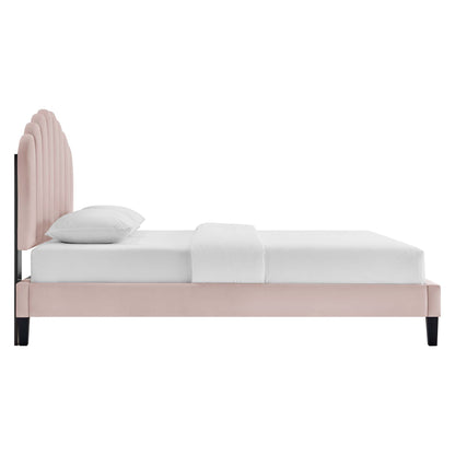 Daisy Performance Velvet Full Platform Bed by Furniture For America