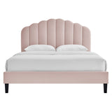 Dome Performance Velvet Full Platform Bed in Pink