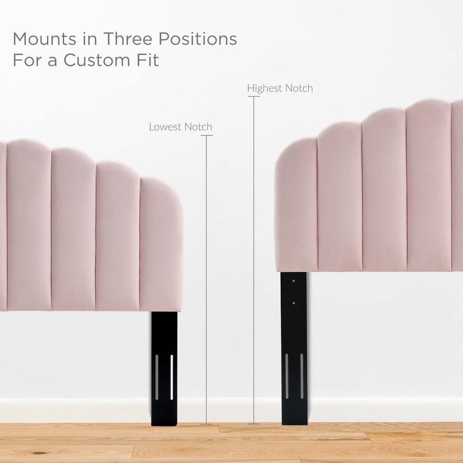 Dome Performance Velvet Full Platform Bed in Pink