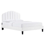 Dome Performance Velvet Full Platform Bed in White