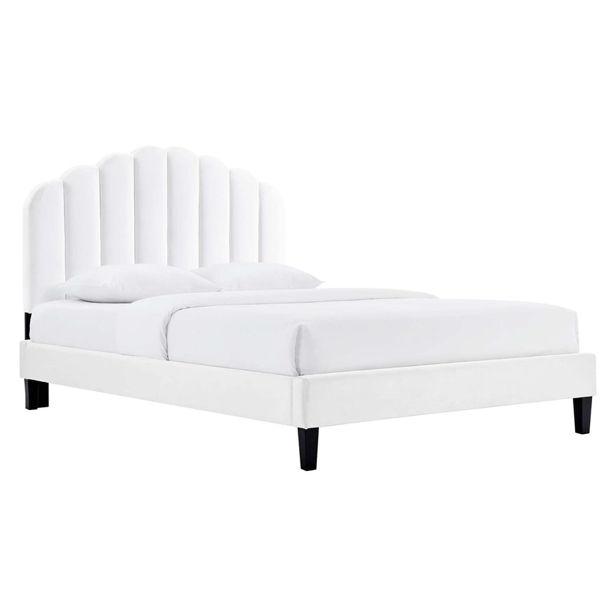 Dome Performance Velvet Full Platform Bed in White