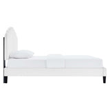 Dome Performance Velvet Full Platform Bed in White