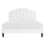 Dome Performance Velvet Full Platform Bed in White