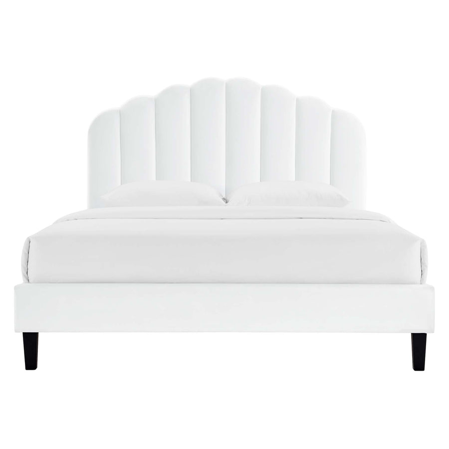 Dome Performance Velvet Full Platform Bed in White
