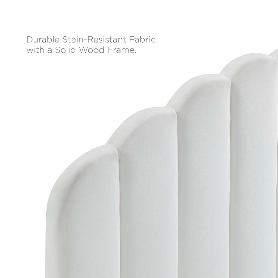 Dome Performance Velvet Full Platform Bed in White