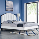 Dome Performance Velvet Full Platform Bed in White