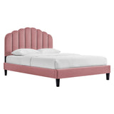 Dome Performance Velvet Twin Platform Bed in Dusty Rose