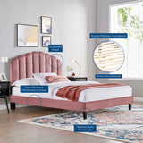 Dome Performance Velvet Twin Platform Bed in Dusty Rose