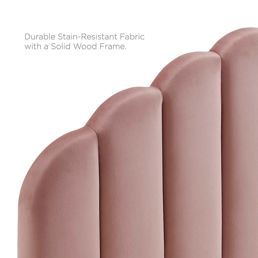 Dome Performance Velvet Twin Platform Bed in Dusty Rose