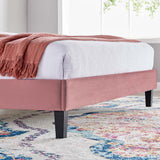 Dome Performance Velvet Twin Platform Bed in Dusty Rose