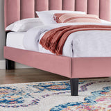 Dome Performance Velvet Twin Platform Bed in Dusty Rose