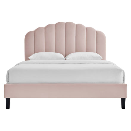 Daisy Performance Velvet Twin Platform Bed in Pink