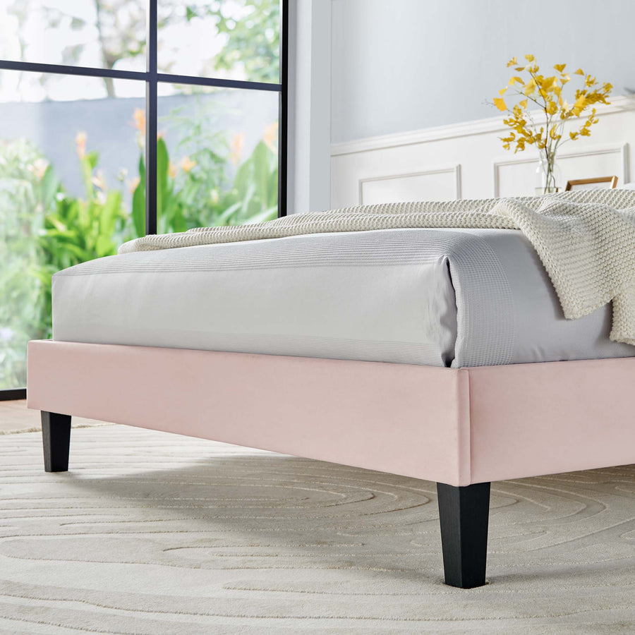 Dome Performance Velvet Twin Platform Bed in Pink