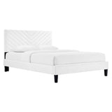 Tartan Performance Velvet King Platform Bed in White