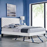 Tartan Performance Velvet King Platform Bed in White