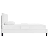 Tartan Performance Velvet King Platform Bed in White