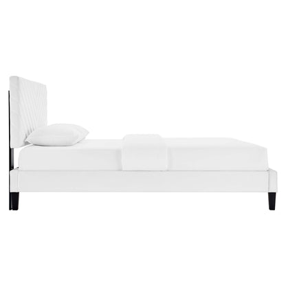 Roxanne Performance Velvet King Platform Bed by Furniture For America