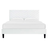 Tartan Performance Velvet King Platform Bed in White