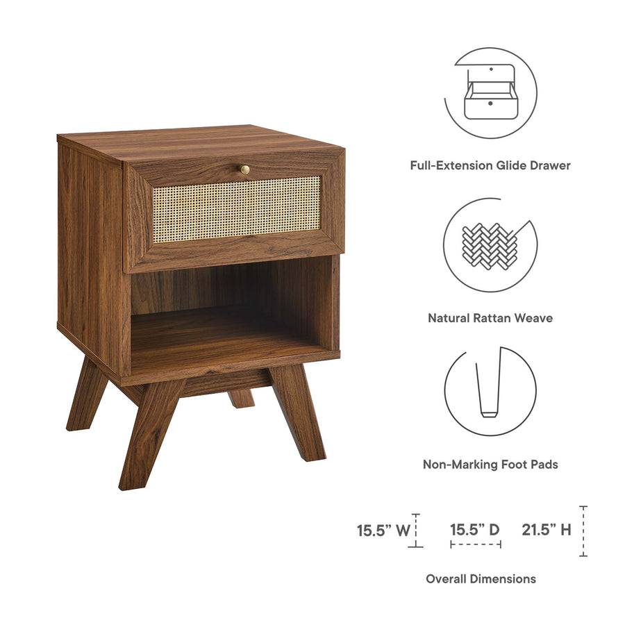 Wren 1-Drawer Nightstand in Walnut