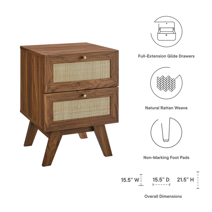 Wren 2-Drawer Nightstand in Walnut