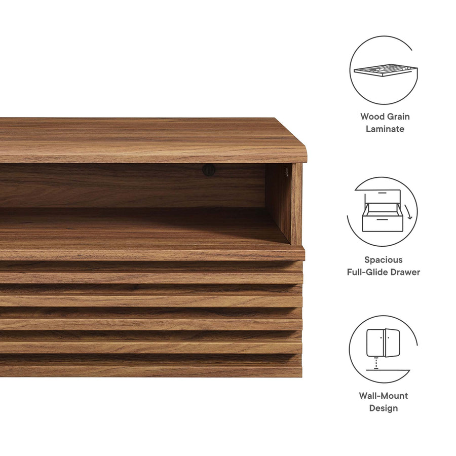 Vera Wall-Mount Nightstand in Walnut