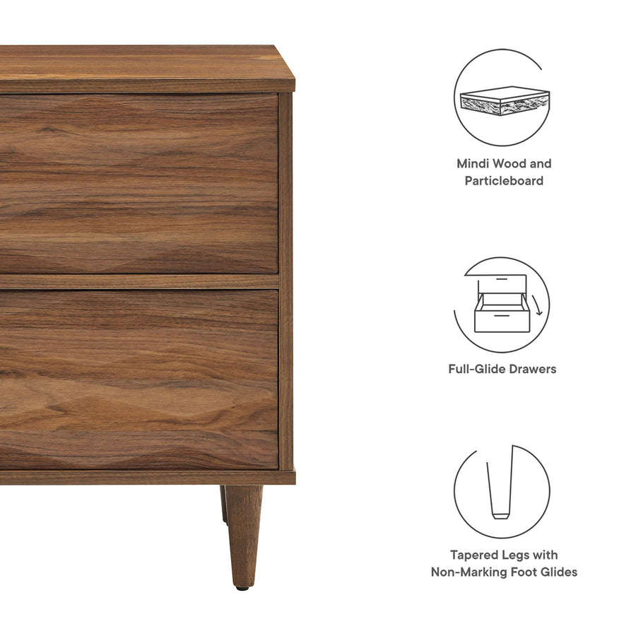 Jaen 2-Drawer Nightstand in Walnut