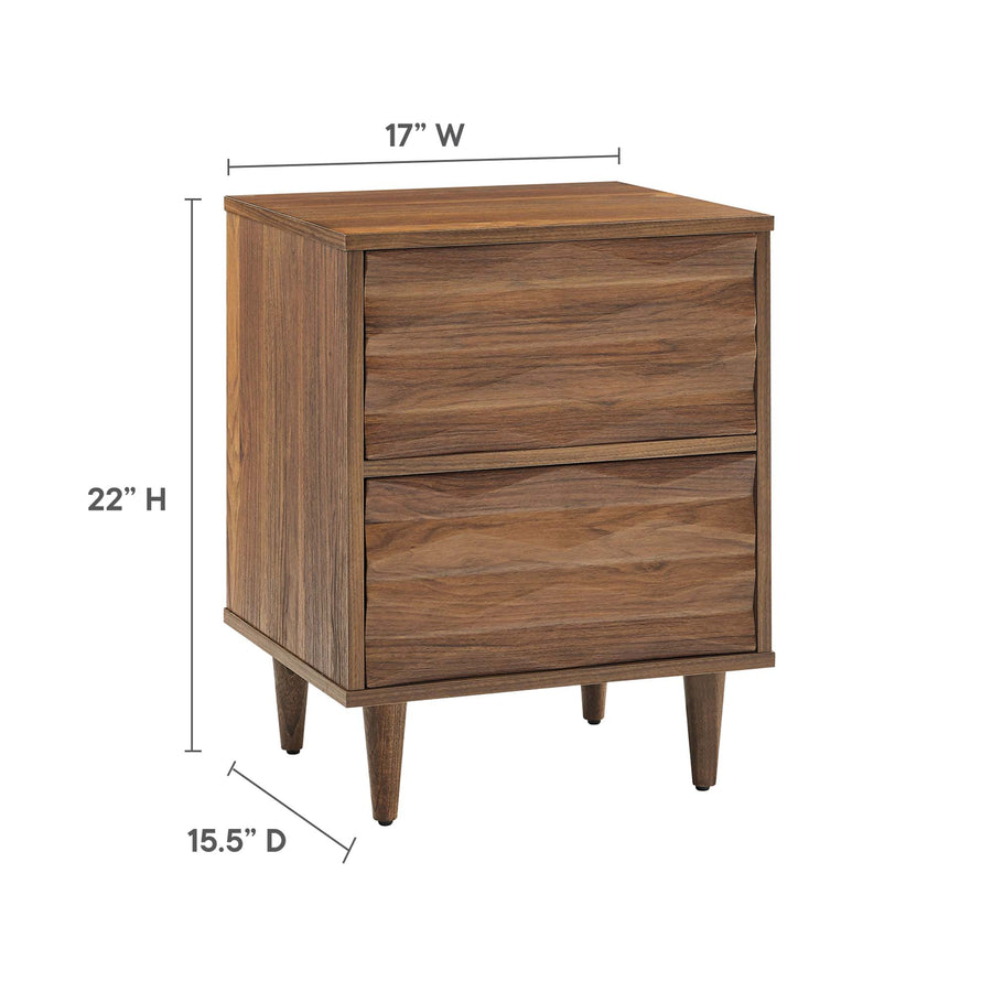 Jaen 2-Drawer Nightstand in Walnut