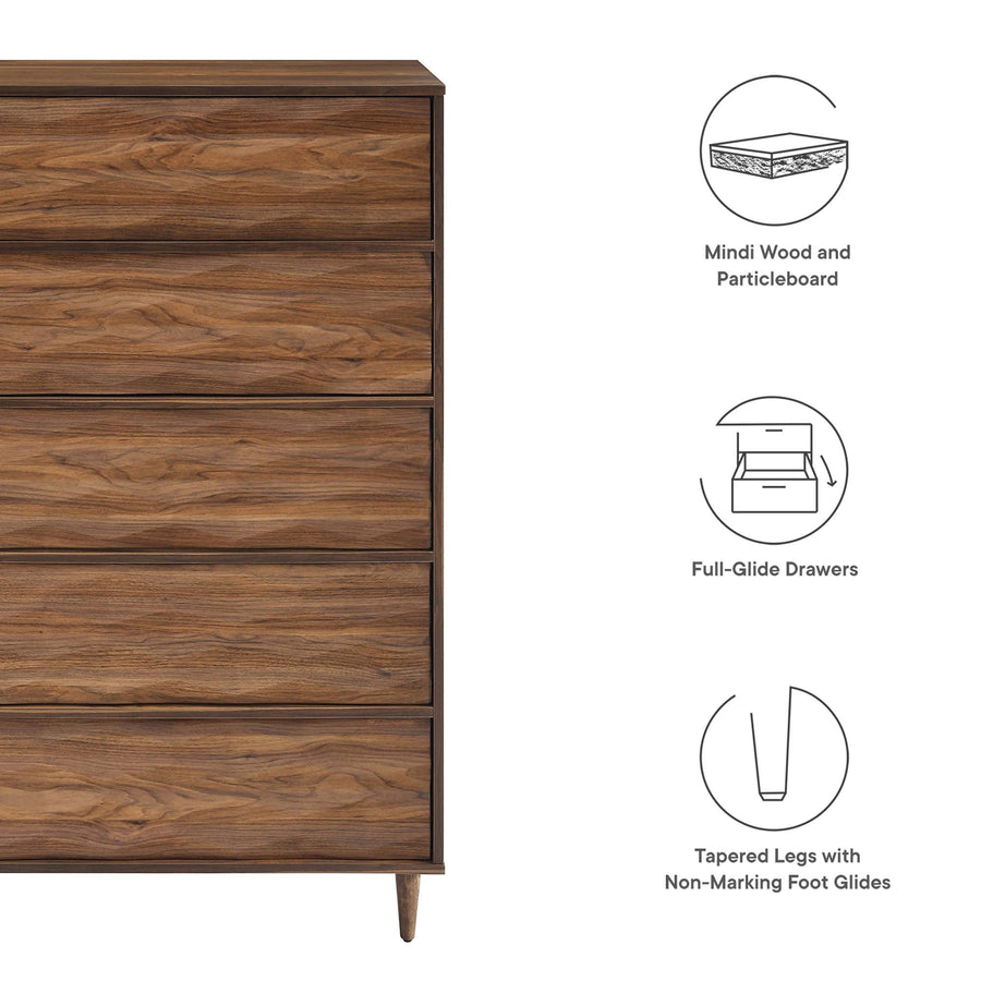 Jaen 5-Drawer Chest in Walnut