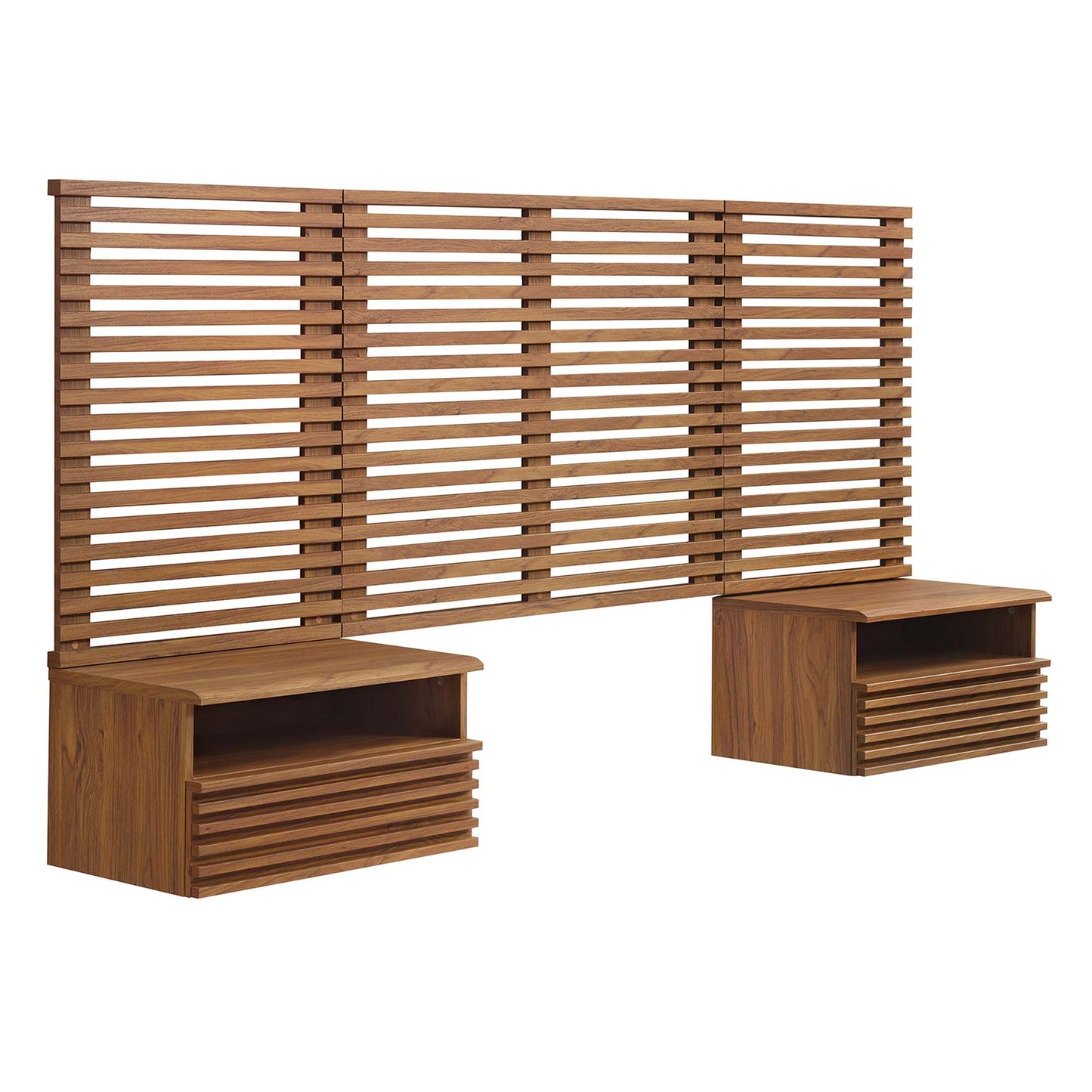 Render Wall Mount Twin Headboard and Modern Nightstands by Furniture For America