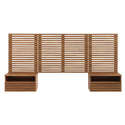Render Wall Mount Twin Headboard and Modern Nightstands by Furniture For America